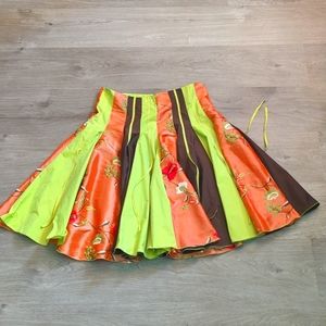 Embroidered Taffeta Skirt, M